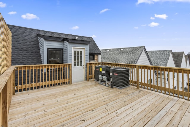 wooden terrace featuring central AC