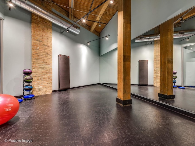 garage with wood ceiling