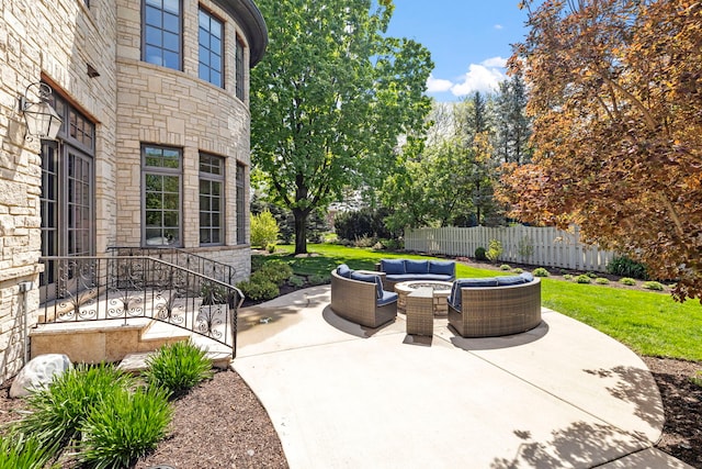 view of patio / terrace featuring an outdoor living space