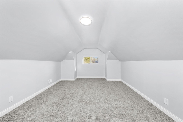 additional living space featuring carpet and vaulted ceiling