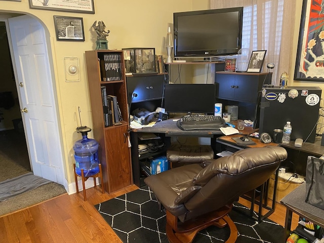 office featuring hardwood / wood-style flooring