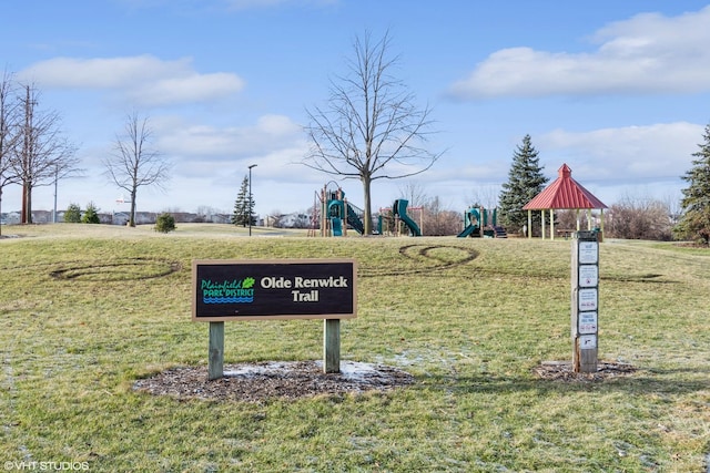 view of community with a playground and a lawn