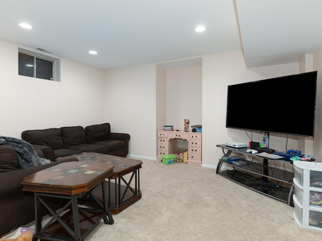 living room with carpet floors