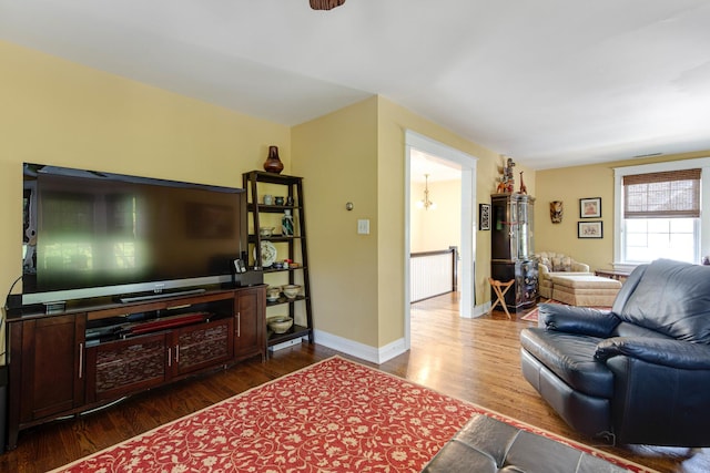 living room featuring wood-type flooring