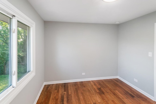 spare room with dark hardwood / wood-style flooring and a healthy amount of sunlight