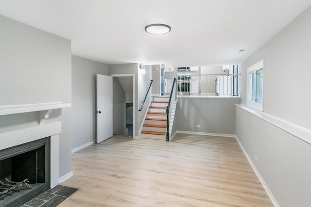 unfurnished living room featuring light hardwood / wood-style floors