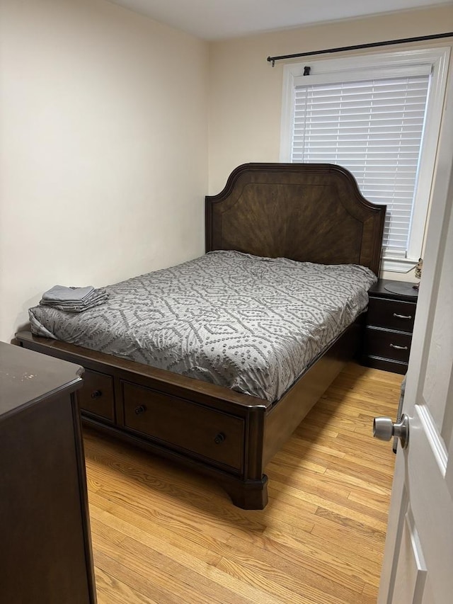 bedroom with light hardwood / wood-style flooring