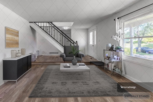 living room featuring dark hardwood / wood-style floors