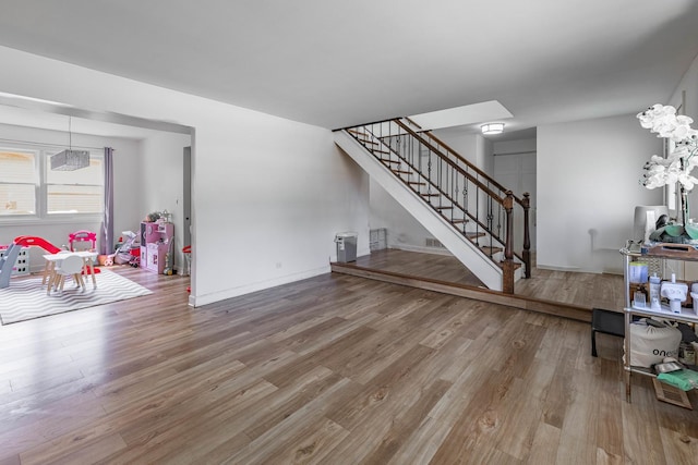 living room with hardwood / wood-style floors