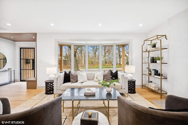 living room featuring light hardwood / wood-style flooring