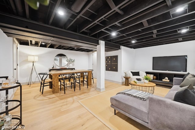 living room with hardwood / wood-style flooring