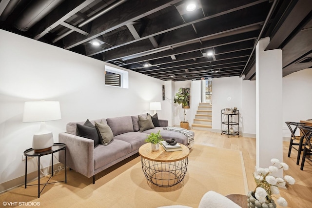 living room with wood-type flooring