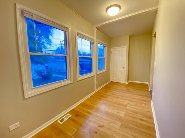 interior space with light hardwood / wood-style flooring