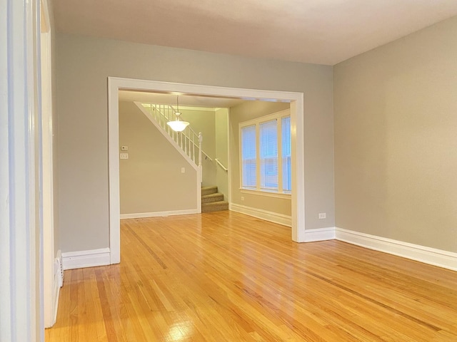 spare room with wood-type flooring