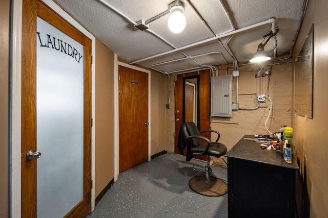 basement with electric panel