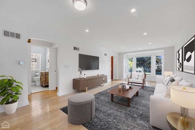 living room featuring light hardwood / wood-style floors