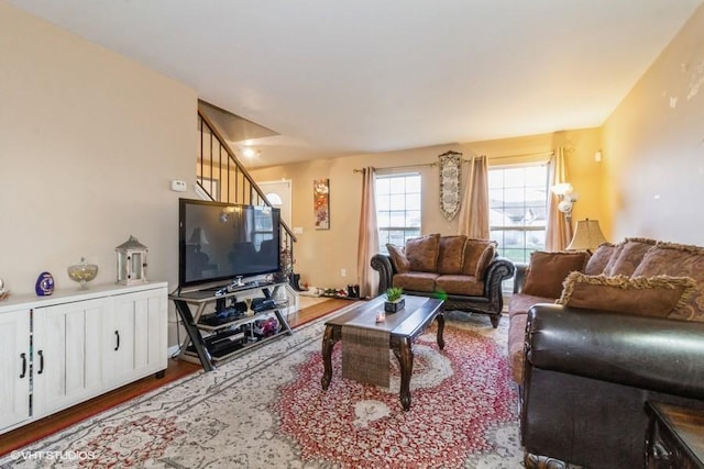 living room featuring light hardwood / wood-style floors