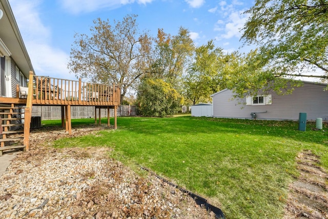 view of yard with a deck