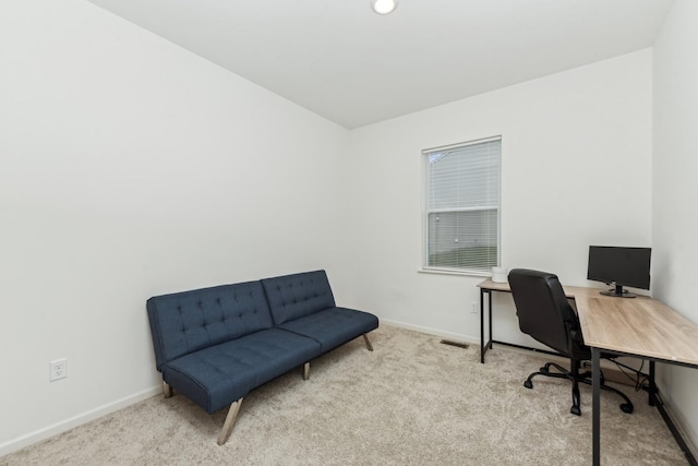 view of carpeted home office