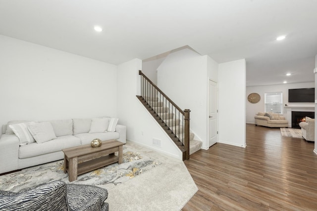 living room with wood-type flooring