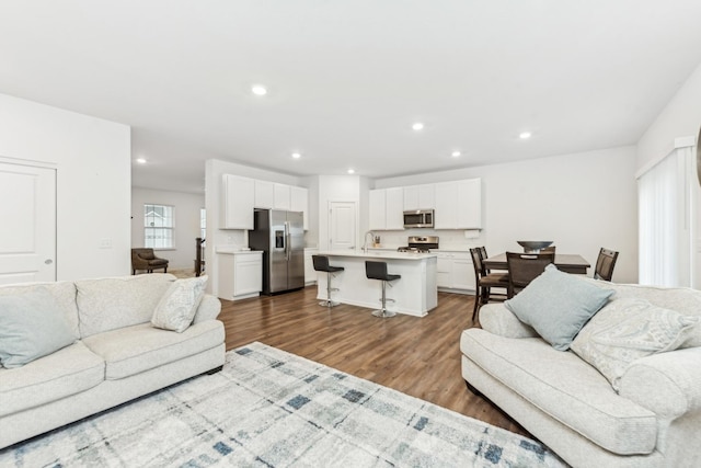 living room with wood-type flooring