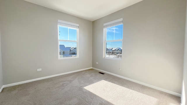 spare room featuring carpet floors and a healthy amount of sunlight