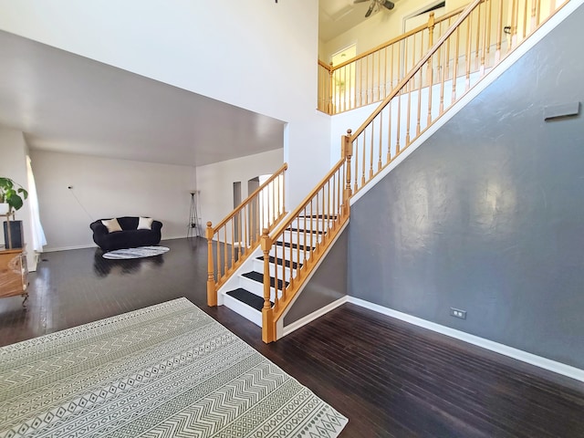 stairway featuring hardwood / wood-style floors