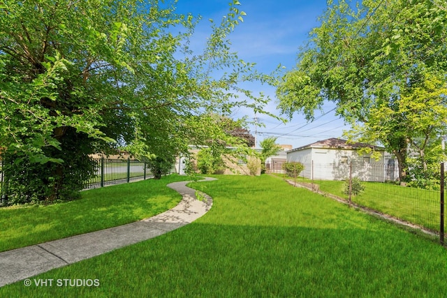 view of yard with fence