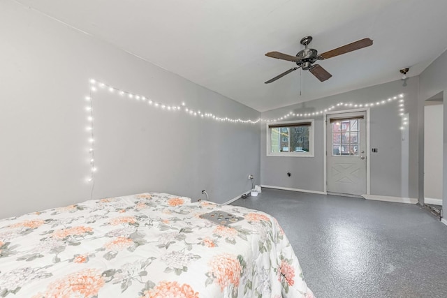 unfurnished bedroom featuring ceiling fan