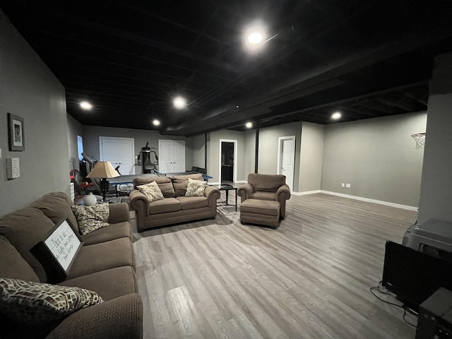 living room with wood-type flooring