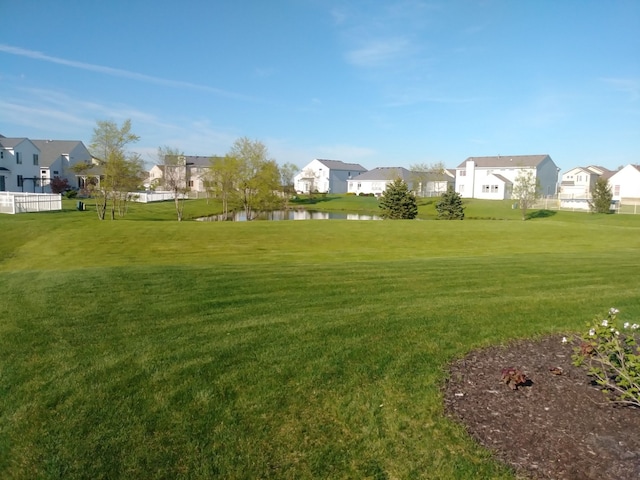 view of yard with a water view