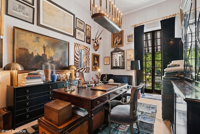 home office featuring french doors