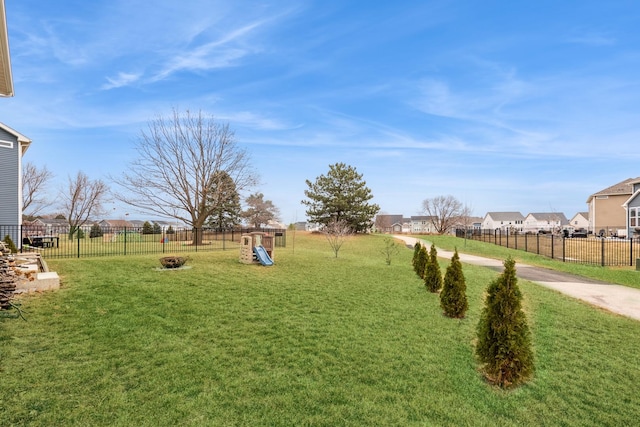 view of yard with a playground