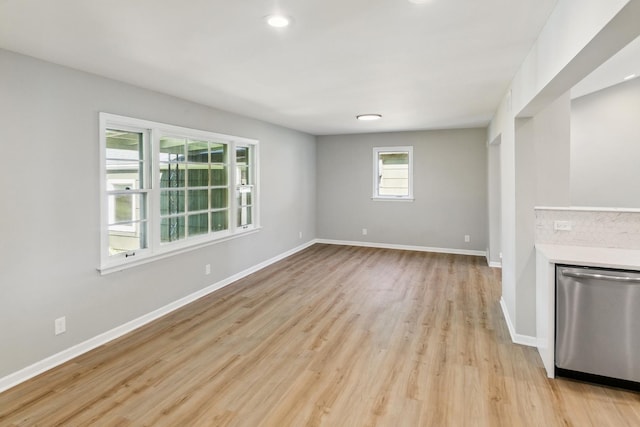 unfurnished living room with light hardwood / wood-style floors