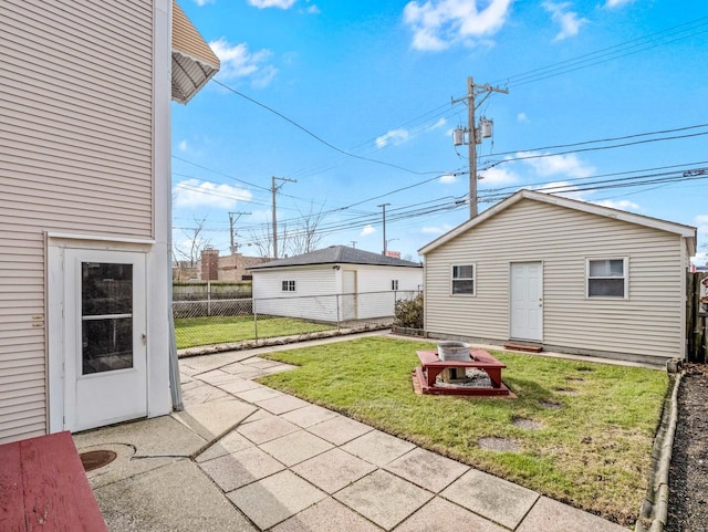 exterior space featuring a yard and a patio