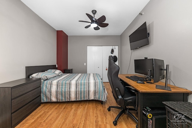 1111 S Wabash Ave Unit 808, Chicago, IL 60605 - bedroom featuring ceiling fan and light hardwood / wood-style floors