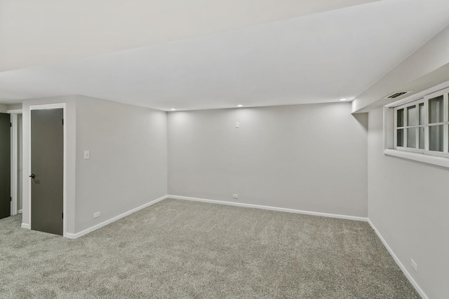 basement with carpet