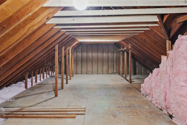 view of unfinished attic