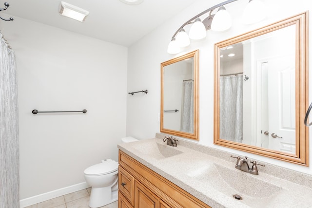 bathroom with tile patterned floors, vanity, and toilet