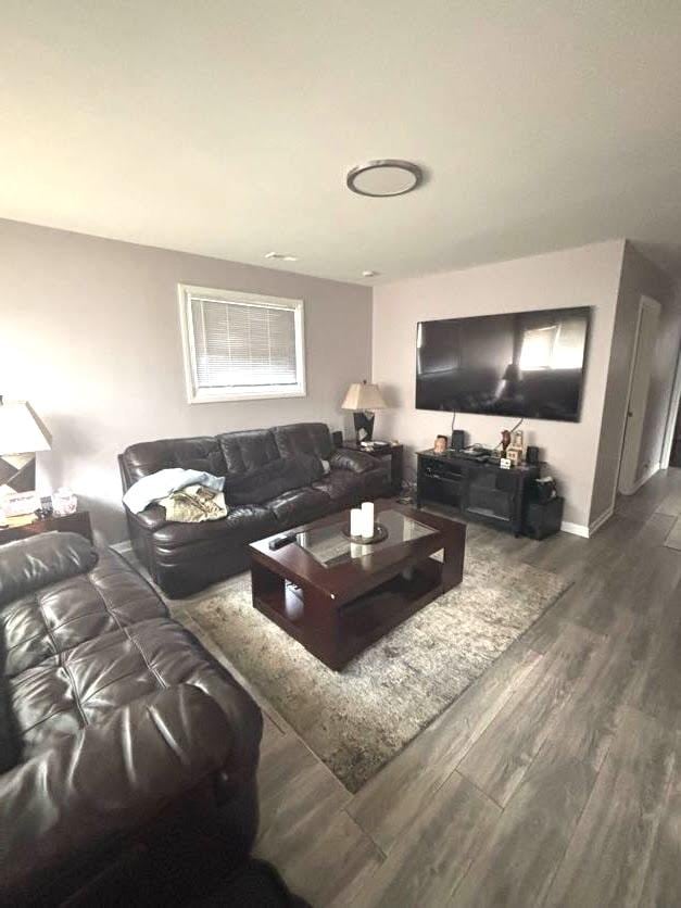 living room featuring dark hardwood / wood-style floors