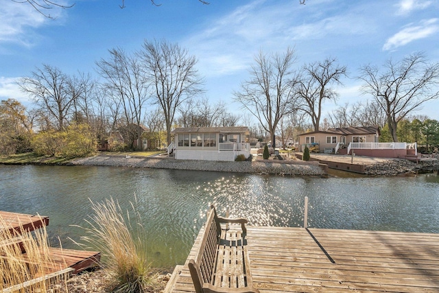 view of dock featuring a water view