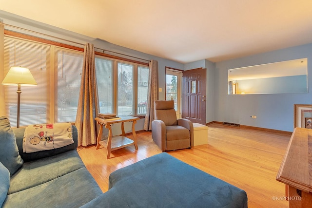 living room featuring light hardwood / wood-style floors