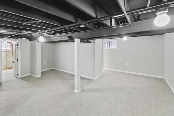 basement featuring carpet