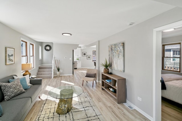 living room featuring light hardwood / wood-style flooring