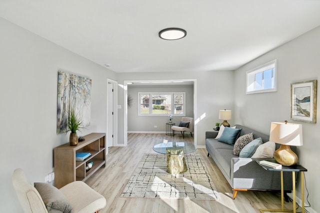 living room featuring light hardwood / wood-style floors