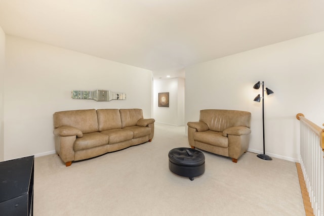 living room featuring light colored carpet