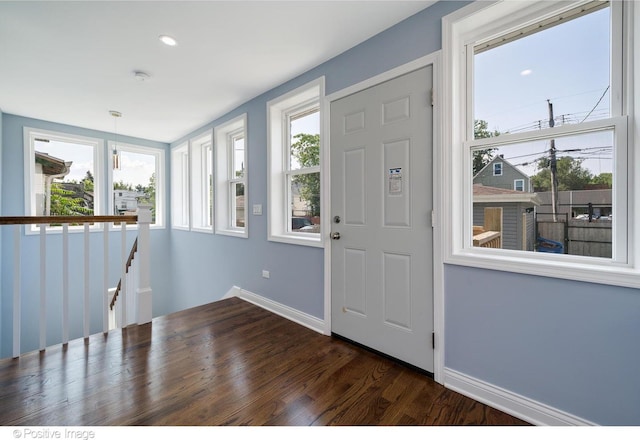 entrance foyer featuring dark hardwood / wood-style floors