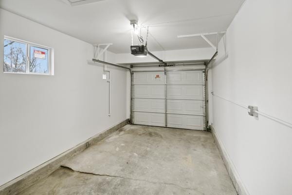 garage with a garage door opener