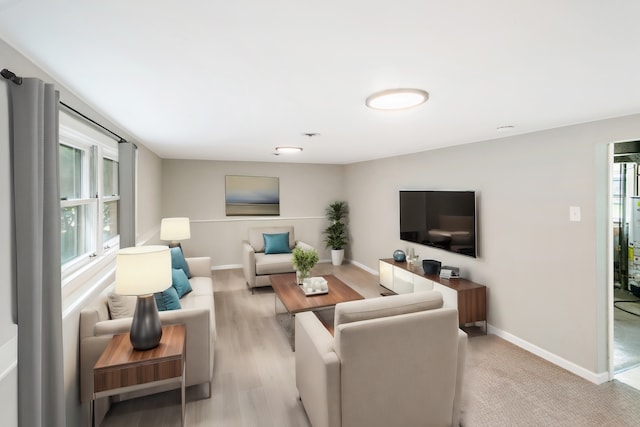 living room with light wood-type flooring