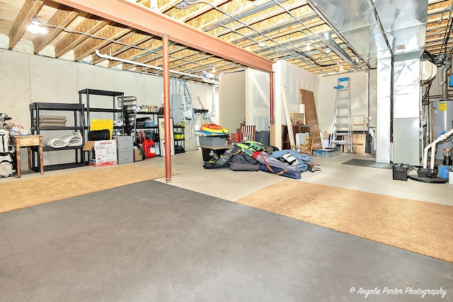 basement with water heater